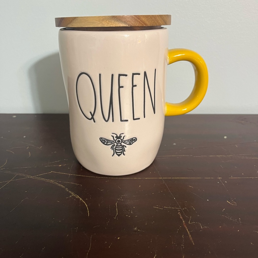Rae Dunn Queen Bee Mug with Yellow Handle